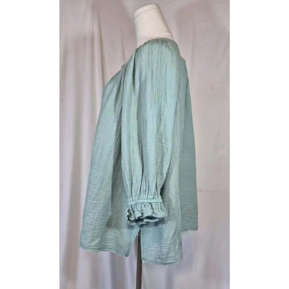 Free People We The Free Lucy Solid Aqua Cotton Swing Top New Small - Picture 8 of 13